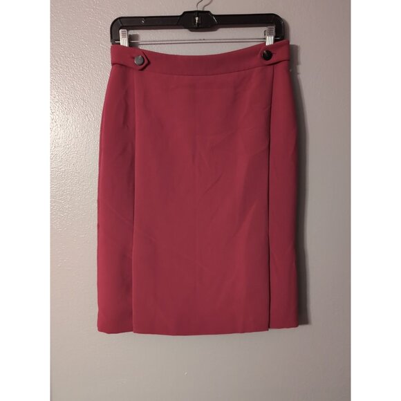 Ann Taylor Women’s Size 4 Red Lined Pencil Skirt Front Slit Tab Waist Career - Picture 1 of 7